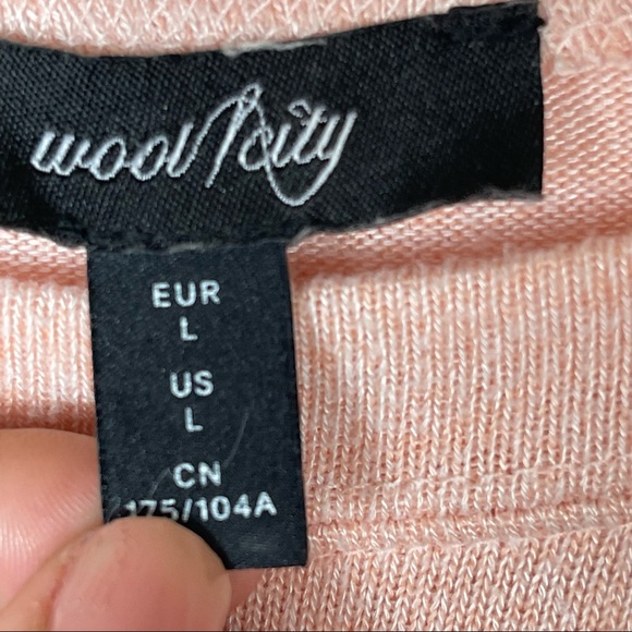 Wool City Light Pink Lightweight Sweater Chest Pocket Drawstring Hem US - Picture 5 of 6
